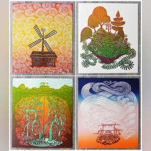 “The Four Elements” Woodcut set from Tugboat Printshop 2012 NWT
